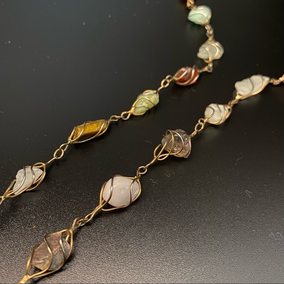 Sterling Silver Wrapped Natural Healing Gemstones Necklace, handmade - Picture 10 of 15